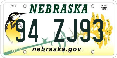 NE license plate 94ZJ93