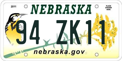 NE license plate 94ZK11