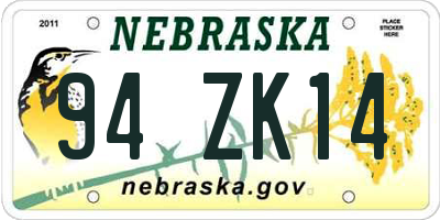 NE license plate 94ZK14