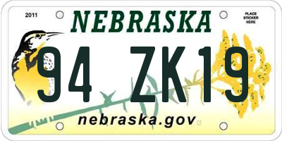 NE license plate 94ZK19