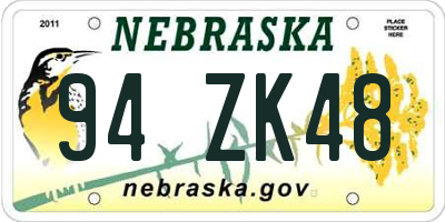 NE license plate 94ZK48