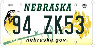NE license plate 94ZK53