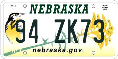 NE license plate 94ZK73