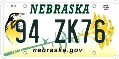NE license plate 94ZK76