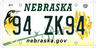 NE license plate 94ZK94