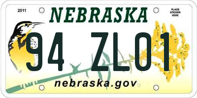 NE license plate 94ZL01