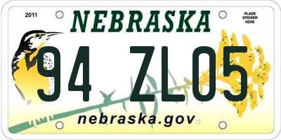 NE license plate 94ZL05