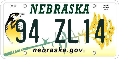 NE license plate 94ZL14