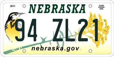NE license plate 94ZL21