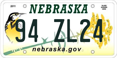 NE license plate 94ZL24