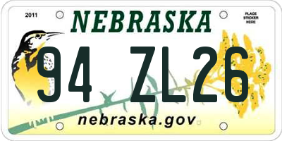 NE license plate 94ZL26