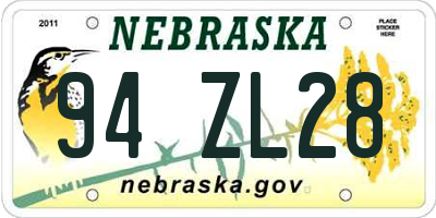 NE license plate 94ZL28
