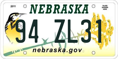 NE license plate 94ZL31