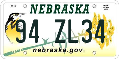 NE license plate 94ZL34