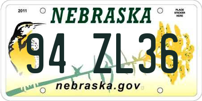 NE license plate 94ZL36