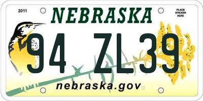 NE license plate 94ZL39