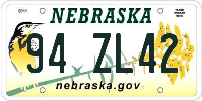 NE license plate 94ZL42