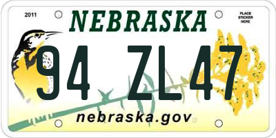 NE license plate 94ZL47