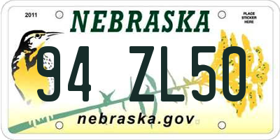 NE license plate 94ZL50