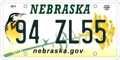 NE license plate 94ZL55