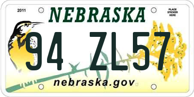 NE license plate 94ZL57