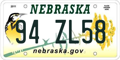 NE license plate 94ZL58