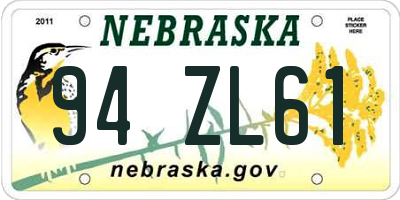 NE license plate 94ZL61