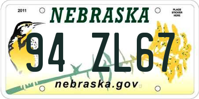 NE license plate 94ZL67
