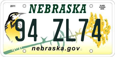 NE license plate 94ZL74