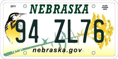 NE license plate 94ZL76