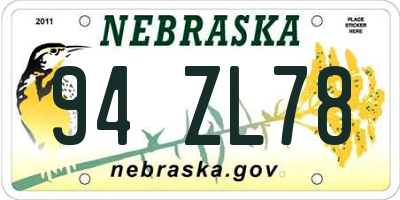 NE license plate 94ZL78