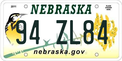 NE license plate 94ZL84
