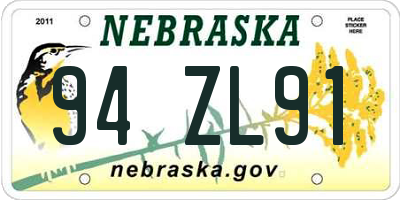 NE license plate 94ZL91