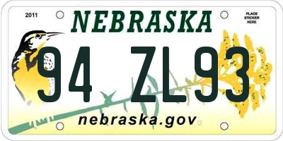 NE license plate 94ZL93