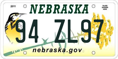 NE license plate 94ZL97