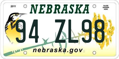 NE license plate 94ZL98