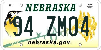 NE license plate 94ZM04