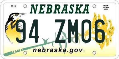 NE license plate 94ZM06