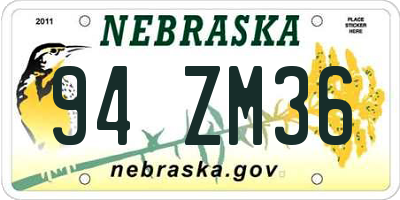 NE license plate 94ZM36