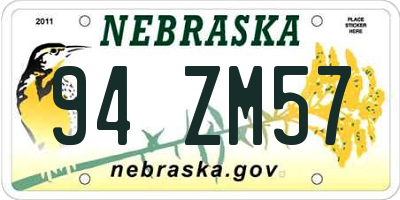 NE license plate 94ZM57