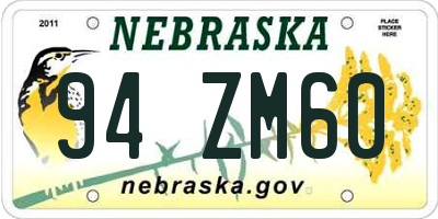 NE license plate 94ZM60