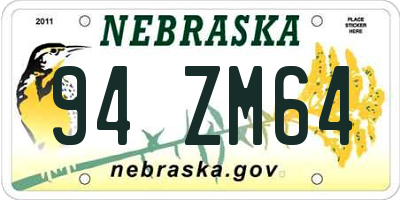 NE license plate 94ZM64