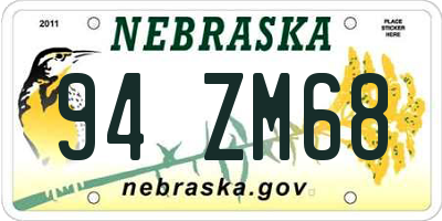 NE license plate 94ZM68
