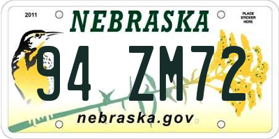 NE license plate 94ZM72