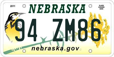 NE license plate 94ZM86