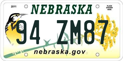 NE license plate 94ZM87