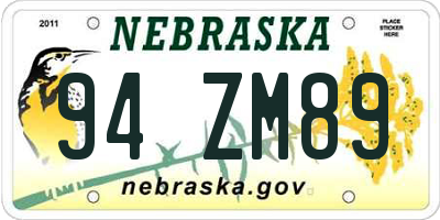 NE license plate 94ZM89
