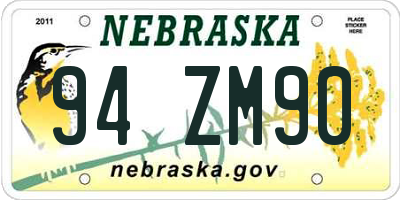 NE license plate 94ZM90