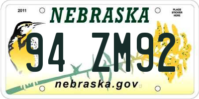 NE license plate 94ZM92
