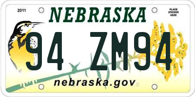 NE license plate 94ZM94